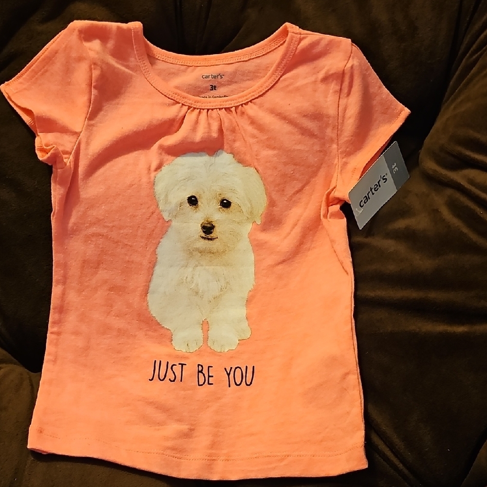 Carter's Orange Short Sleeve Tee with Puppy Design
